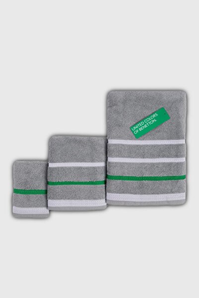 Benetton Home Prosop de baie pentru mână, față, corp, gri, 100% bumbac, set d...