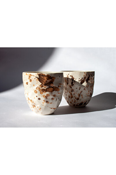 Argile Rouge Kulpsuz Porselen Fincan Takımı (El yapımı - 2 Adet)