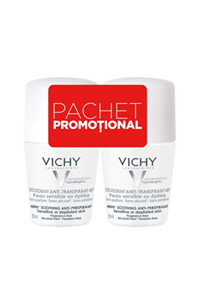 Vichy Αποσμητικό Roll-on για ευαίσθητο δέρμα χωρίς άρωμα, Roll-On, 2 x 50 ml