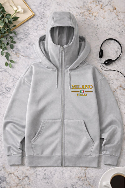 Pink Sky Unisex Milano Printed Zippered Hooded Sweatshirt