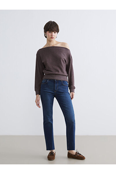 LC Waikiki XSIDI Μπλε Γυναικείο Τζιν Παντελόνι Crop Flare