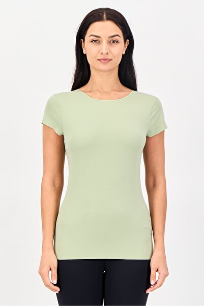 Nike Women Sportswear Fit Short Sleeve Yoga Top, Sage Green