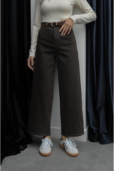 Havoş Brown Cropped Belted Jean