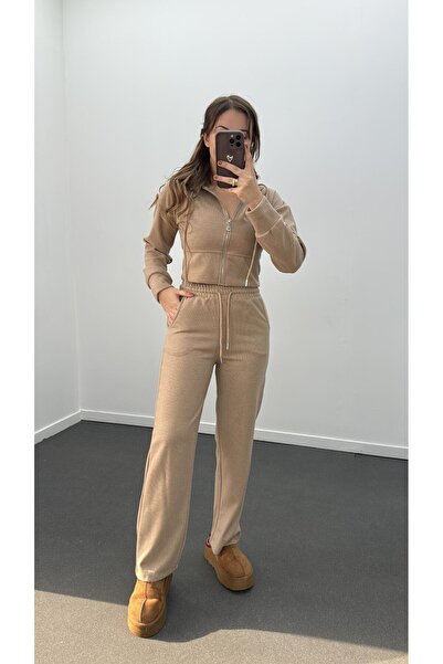 IŞILDA FASHION Kapüşonlu selanik kumaş eşofman takım