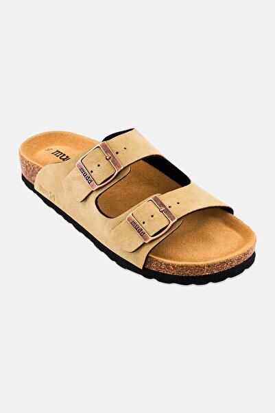 MUDD Women Slip On Cork Sandals, Light Brown