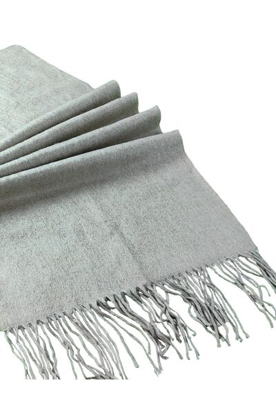 mim eşarp Thick Winter Plain Pattern Soft Textured Fringed Shawl – 50×185 cm