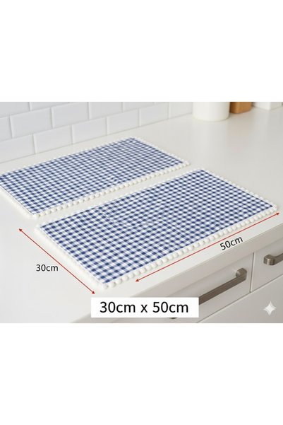 senmasy طقم غطاء فرن مكون من قطعتين - غطاء مطبخ مزخرف بحواف بيضاء - 30*50 سم