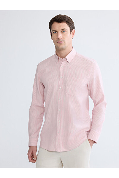 LC Waikiki Lcwaikiki Classic Regular Fit Striped Linen Look Men's Shirt