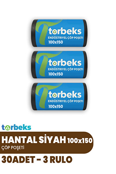 3 RULO - 30 ADET HANTAL Boy Endüstriyel Çöp Poşeti - 100x150 Çöp Torbası - Ekstra Kaliteli