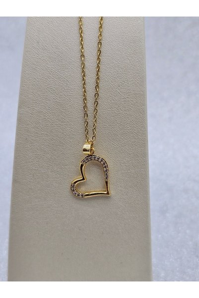 Mosso Steel Heart Zircon Stone Steel Necklace Gold Color
