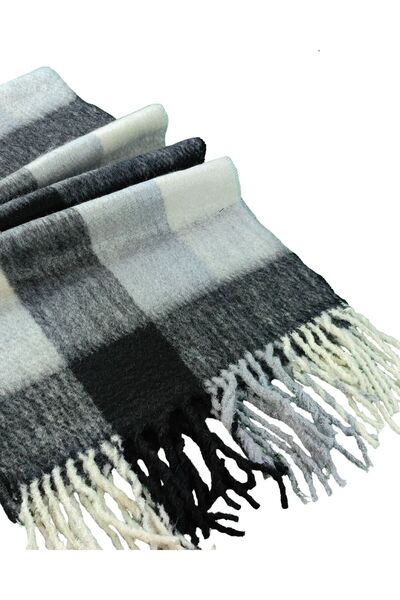 mim eşarp Thick Winter Patterned Soft Textured Fringed Shawl – 50×185 cm