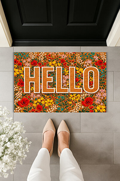 Dormot Modern Digital Printing - Floral Pattern Welcome Doormat - Front Door Mat