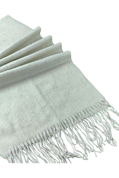 mim eşarp Thick Winter Plain Pattern Soft Textured Fringed Shawl – 50×185 cm