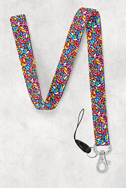 BUEMİ Colorful Ornaments Patterned Neck Strap, Neck Strap Lanyard, Card and P...