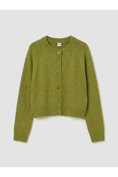 LC Waikiki Cardigan tricotat pentru fete verde guler rotund