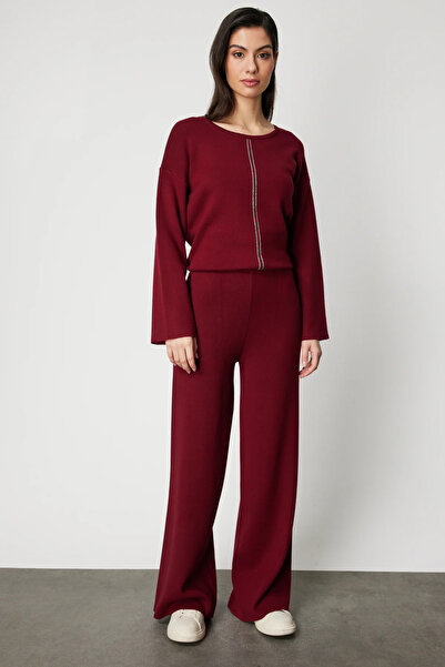 ON TRİKO Elastic Waist Wide Leg Knit Trousers 63321