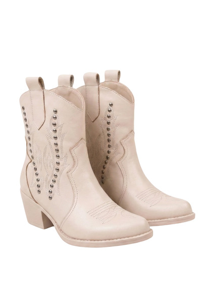 Barinoska Kadın Kovboy Bot Nakış İşlemeli Zımba Detaylı Kısa Bilek Çizme Blok...