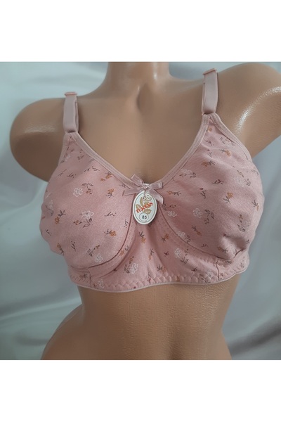 Butik Pudra renginde desenli desteksiz balensiz penye büyük beden rahat kadın...