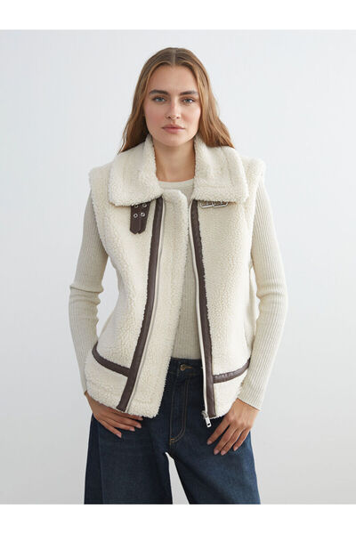 LC Waikiki Shirt Collar Women's Plush Vest