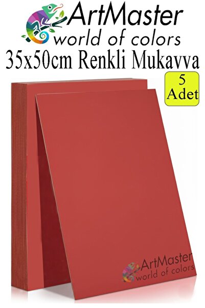 Artmaster Kırmızı Renkli Mukavva 35x50 cm 5 Adet 1 Paket Renkli Sert Karton 1...