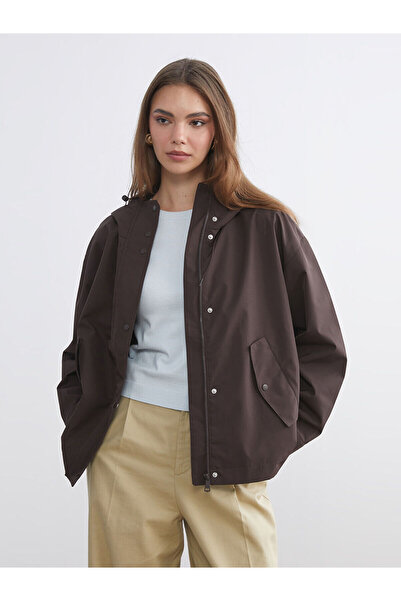 LC Waikiki Özmarka Νέα Σεζόν Γυναικεία Αδιάβροχη Ζακέτα με Κουκούλα Oversize