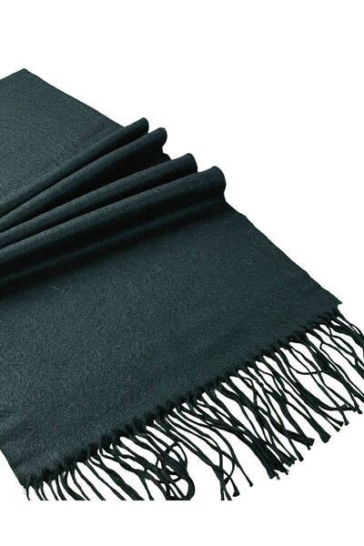 mim eşarp Thick Winter Plain Pattern Soft Textured Fringed Shawl – 50×185 cm