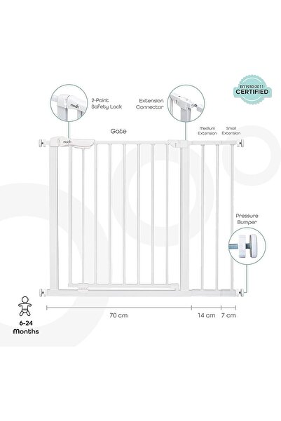 Moon بوابة أمان. 74.5-100 سم. طقم تثبيت بالضغط (4 قطع). أكواب تثبيت جدارية (4...