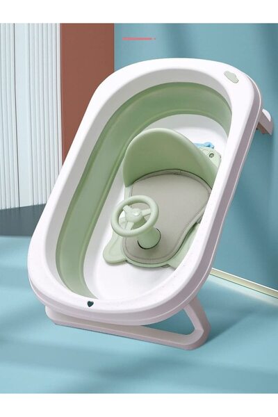 ZJ&Brothers Baby Bath Seat, Non-Slip Mat, Portable, with Backrest & Suction Cups, 6-24 Months (Green Round)