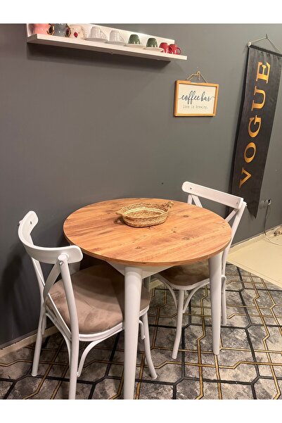 VOGUE TASARIM VE AKSESUAR 80 cm yuvarlak çam rengi yemek mutfak balkon masası...