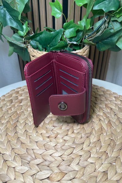 themoiss Women's Burgundy Wallet - Card Holder Detailed - Fibag