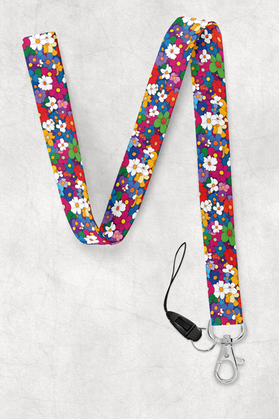 BUEMİ Colorful Flowers Neck Strap, Neck Strap Lanyard, Card and Phone Holder ...