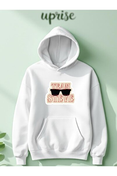 Vordevia Hanorac Team Steve Stranger Things cu imprimeu din bumbac 3 fire Ş c...