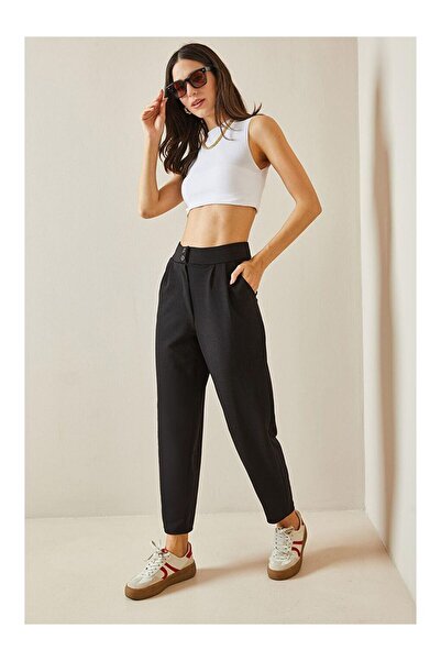 LUSHİGO Women's Buttoned Skinny Trousers