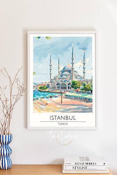 tablodea Pinterest Tablou înrămat cu aspect de acuarelă, cu tematică Moscheea...