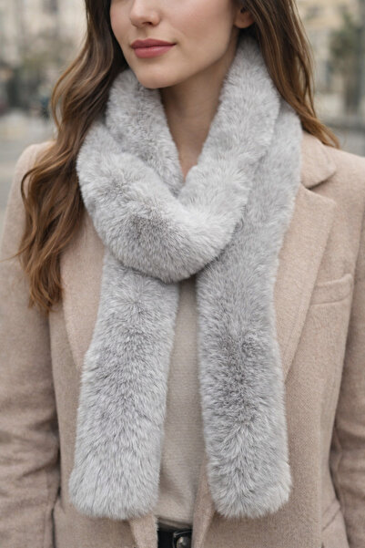 Luna GRİ UZUN BOY SUNİ KÜRK PELIŞ BOYUNLUK ATKI