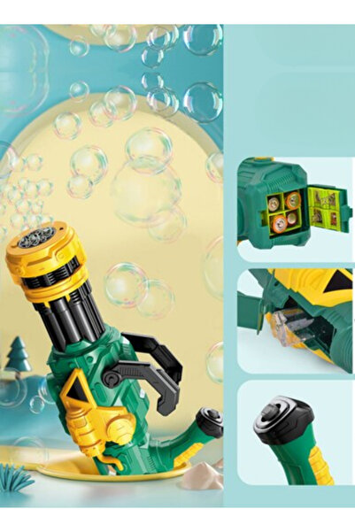 GATLING مسدس فقاعات للأطفال مزود بأضواء LED - تصميم خيالي قابل لإعادة الشحن