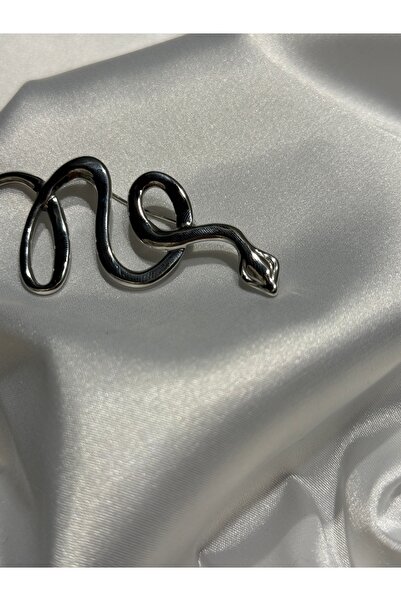 Tüko Store Çelik Düz Yılan Desen Broş