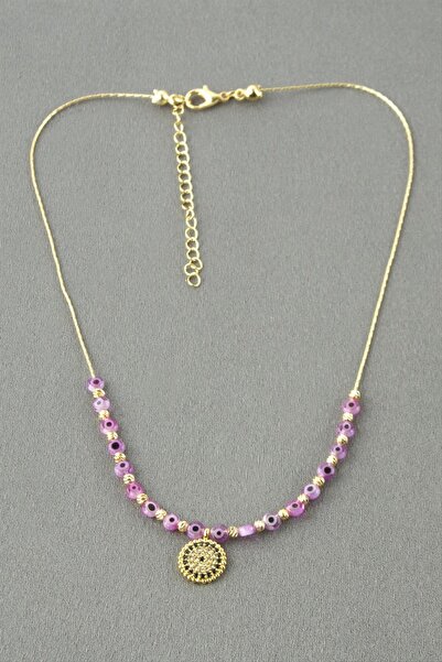 nolva Evil Eye Beaded Zircon Stone Necklace