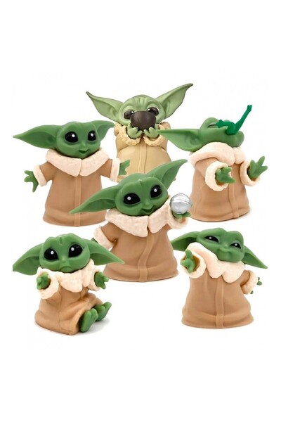 MOBGİFT Baby Yoda Görünümlü 3D Mini Figür Biblo Seti 6 ' lı