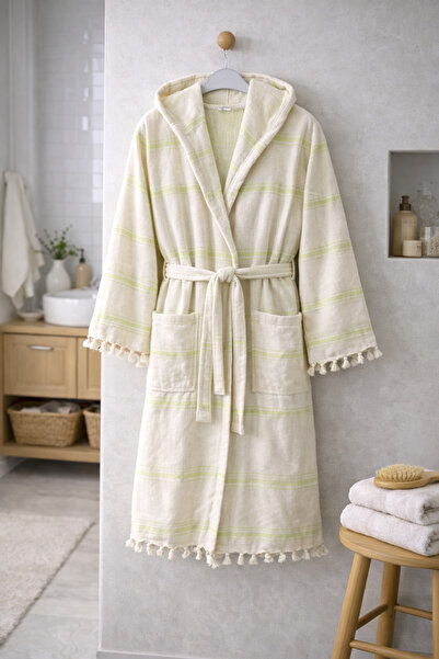 DNRYSL %100 Pamuk Havlu Peştemal Bornoz, Kapüşonlu Yumuşak, Hafif ve Hızlı Ku...