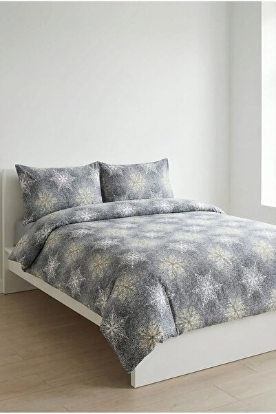 Comfort Craft Double Duvet Cover Set - Snowflake Pattern - with Elastic Fitte...