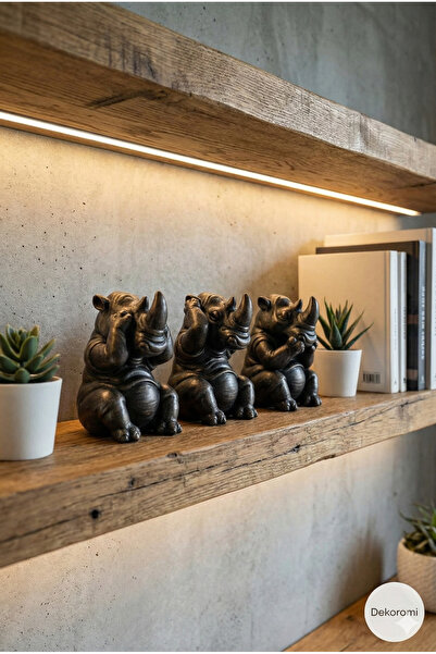 Tual Hobi Sanat 3'lü Görmedim Bilmiyorum Duymadım Gergedan Ailesi Biblo Seti ...