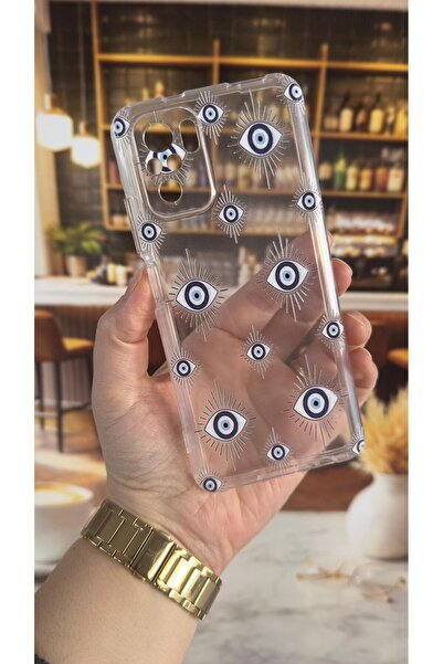 Vip Case Redmi Note 10 Compatible Evileye Patterned Transparent Shock-Absorbi...