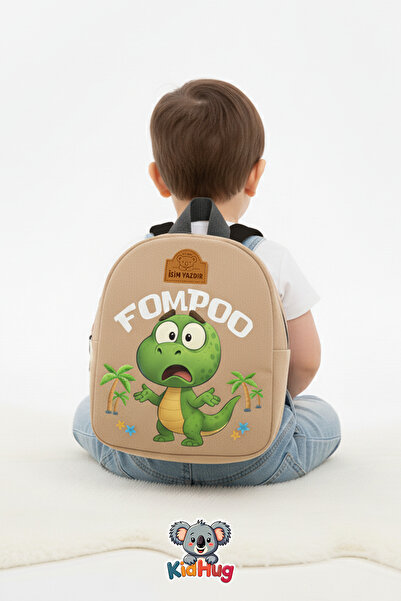 KidHug Dinozor Baskılı Desenli Yumuşak Sırt Çantası Peluş Anaokulu – Kreş Çantası 0–8 Yaş (İSİM YAZDIR)