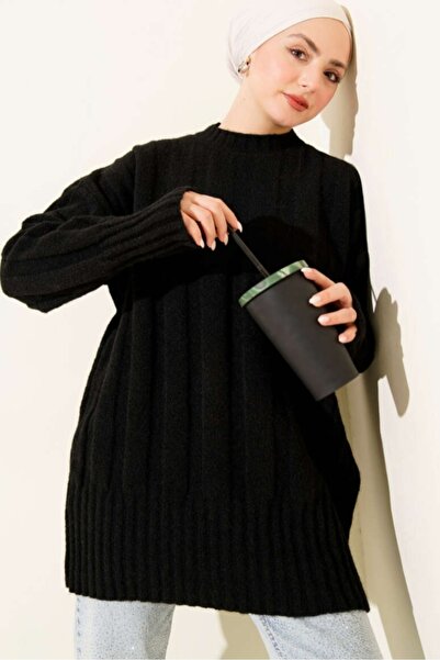 Safgiyim44 Wide Corded Fabric Knitwear Soft Tunic