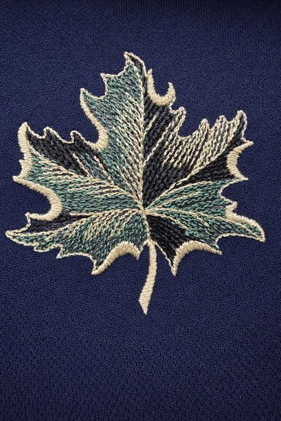 yubistitch Sweat Embroidered Leaf-Thick Series - Navy Blue