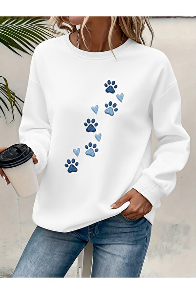 Deocept Жіночий принт на велосипедному комірі Зручний крій Жіночий світшот