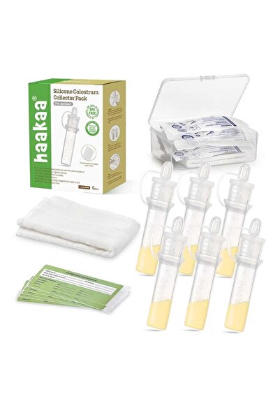 Haakaa مجموعة جامع لبأ سيليكون مع علبة تخزين شفافة من البولي بروبيلين، سعة 4 ...