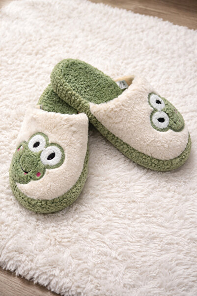 ARONA Kurbağa Figürlü Peluş Ev Terliği