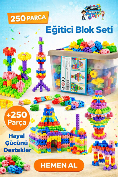 EVENT 250 Parça Eğitici Yapı Blokları Seti Renkli Geçmeli Yapı Oyuncakları Ze...